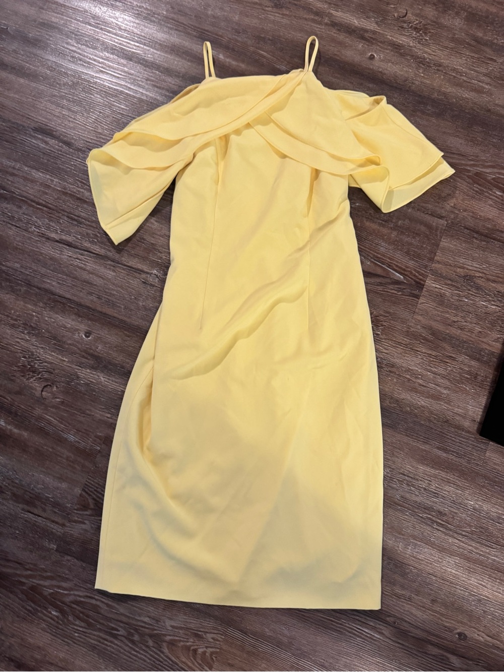 Yellow Cold-Shoulder Midi Dress